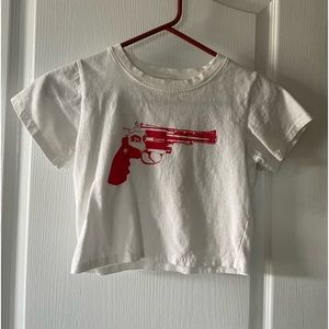 White crop top gun graphics